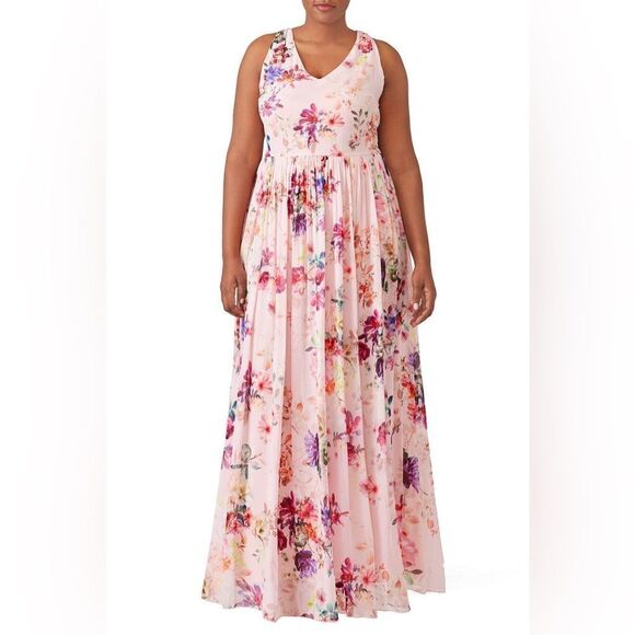 Slate & Willow Pink Floral Fields Cross Back Maxi - Picture 1 of 3